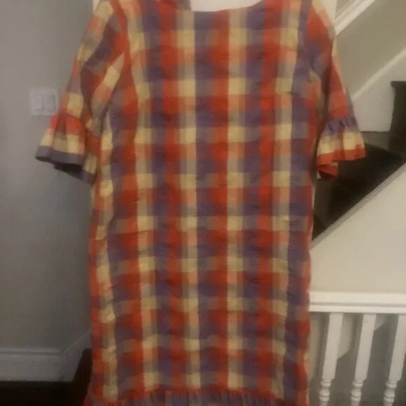Plaid Dress with Ruffle Hem - Picture 7 of 11